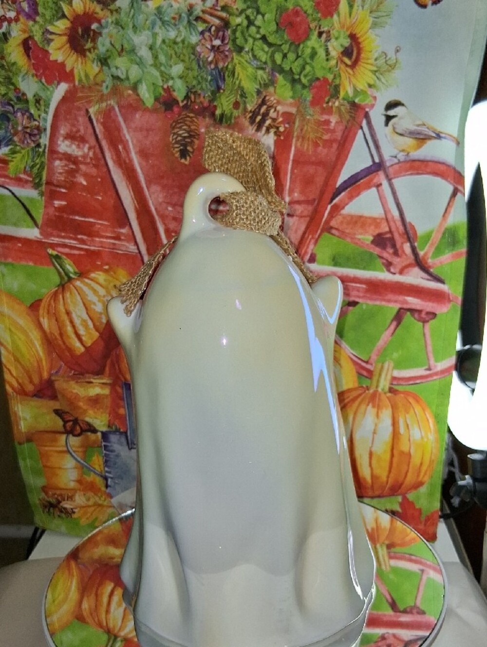 Rae Dunn Iridescent Pale Pink Ceramic Ghost Figurine - Picture 3 of 7